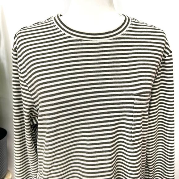 RIVAY NY Medium Stripes Ling sleeve stripes top sweatshirt dark gray and white - Picture 3 of 11